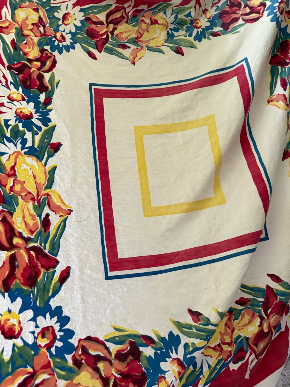 Vintage Mid Century Printed Cotton Tablecloth Pedigree Tag 1950's - Picture 3 of 11